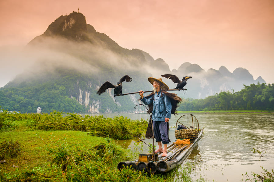 pescador en el rio Yangshuo